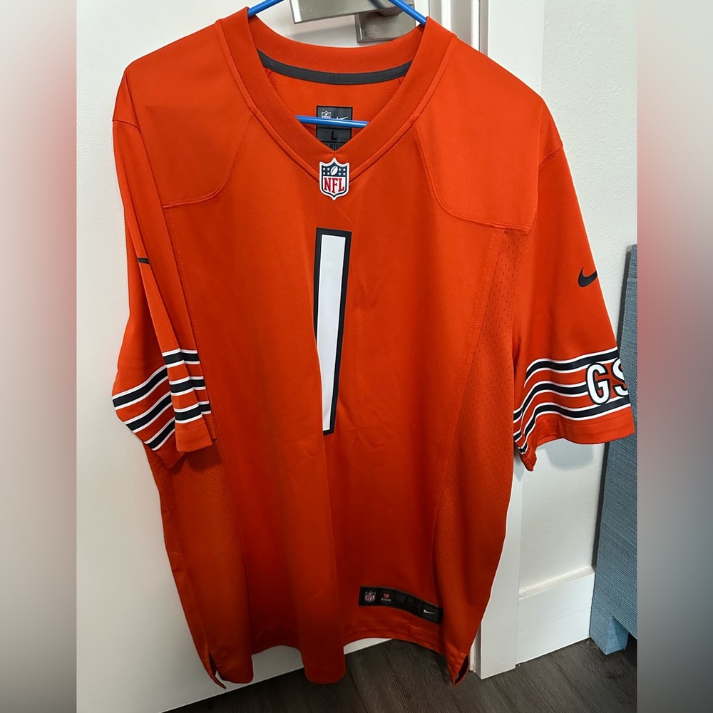 Justin Fields Chicago Bears NFL Orange Jersey (Large)
